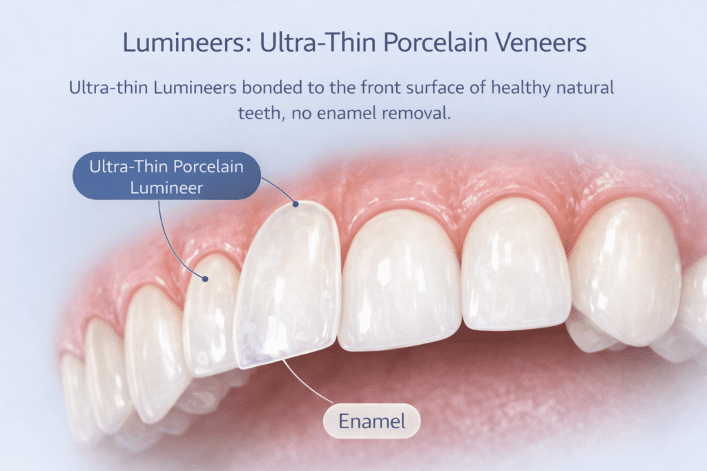 Ultra-thin porcelain Lumineers on teeth